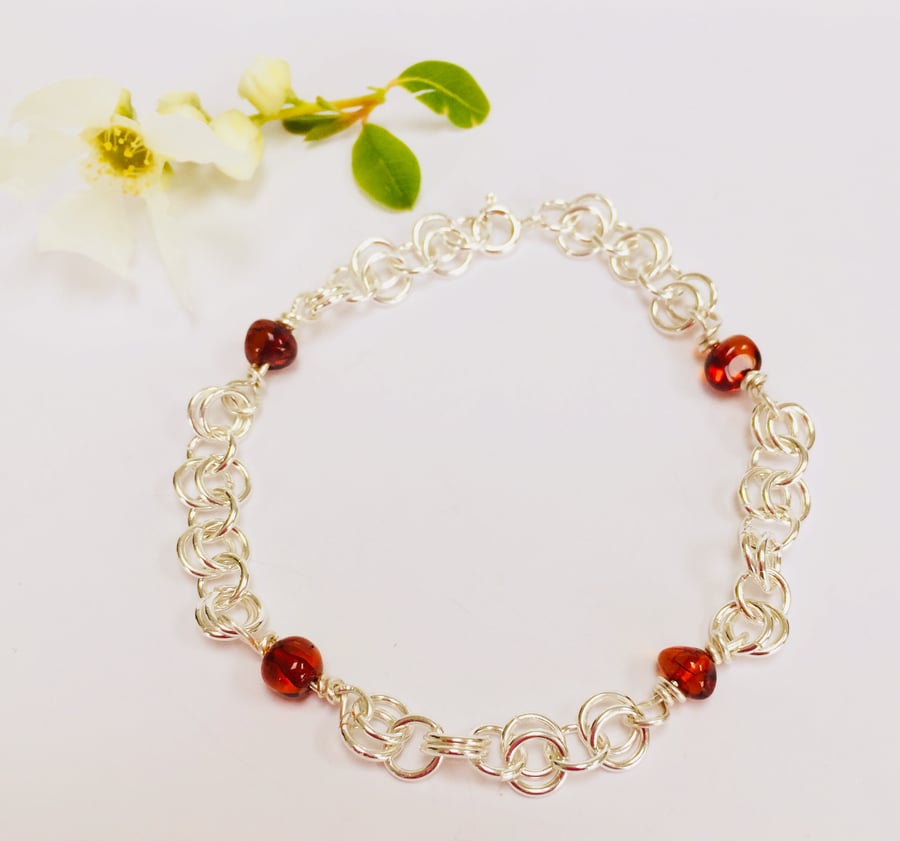 Sterling Silver Amber Bracelet