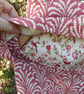 Peg bag in fern printed linen dark pink colour with floral lining - Image 4