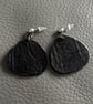 Black Minimalist Leather Earrings - Lightweight Leather Earrings 