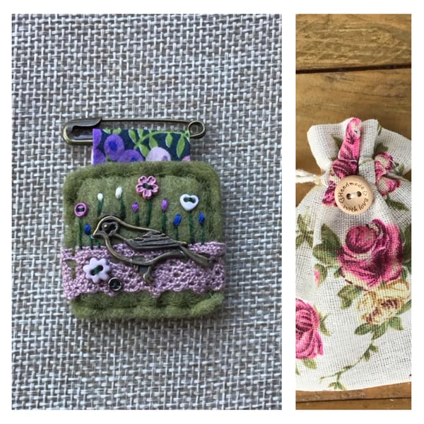 Felt Liberty fabric charm brooch badge