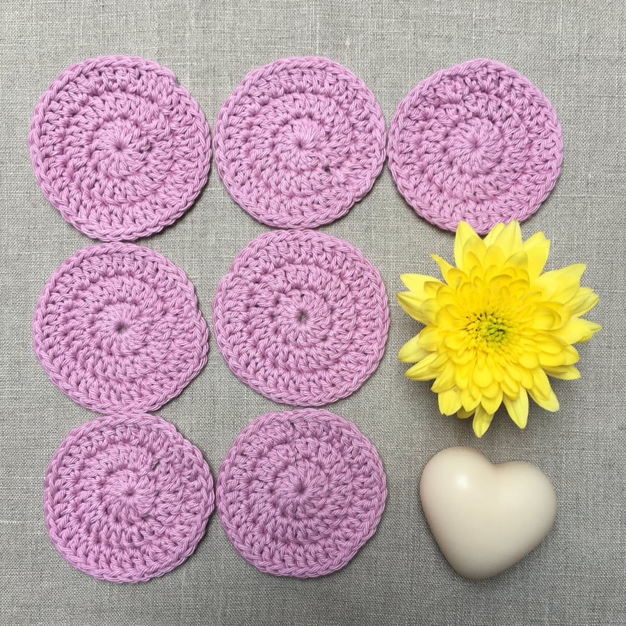 Handmade Reusable Pink Cotton Face Scrubbies Make-up Wipes Set of 7