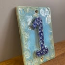 Door number plaque sign ceramic stoneware