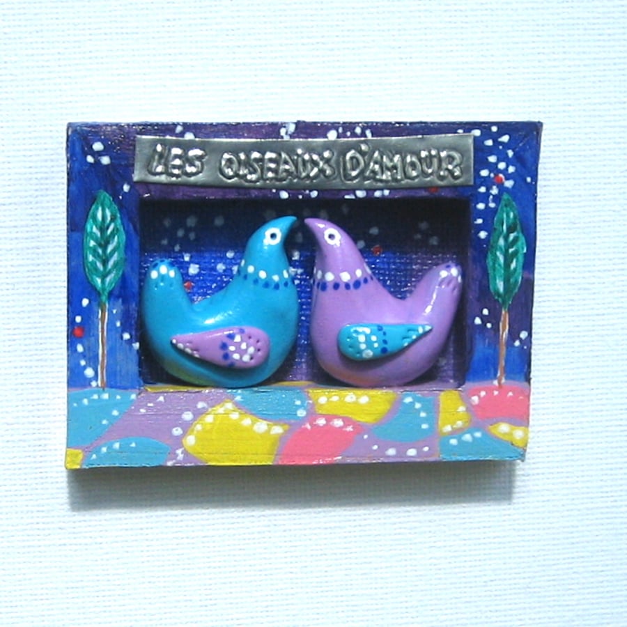 Love Birds Miniature 3D Picture Personalised