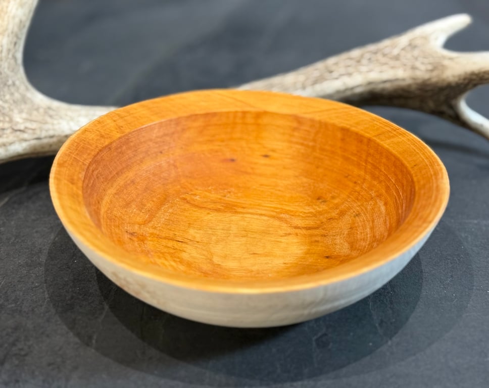 Alder Wood Eating Bowl with Milk Paint