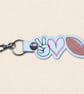 Rugby Keyring - Peace Love Rugby Bag Charm - Image 4