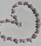 Strawberry & Clear Quartz Gemstone Statement Beaded Necklace "Strawberry Ice" - Image 3