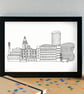 Birmingham Skyline Art Print - Image 2