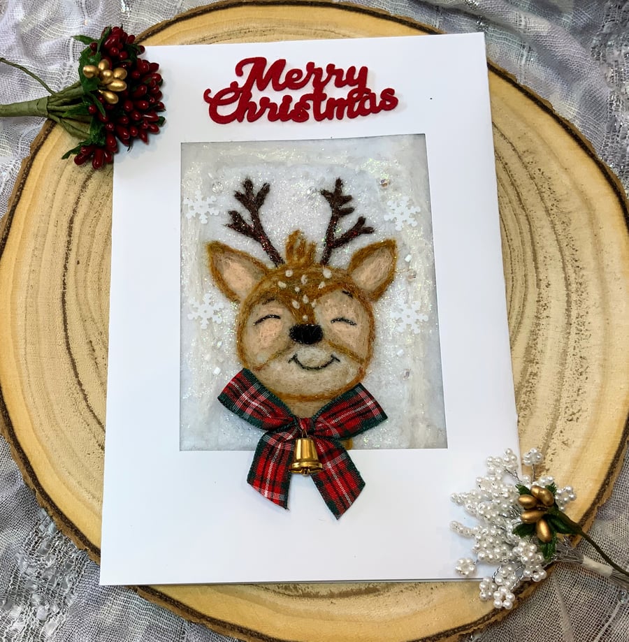Whimsical Reindeer Christmas Card.
