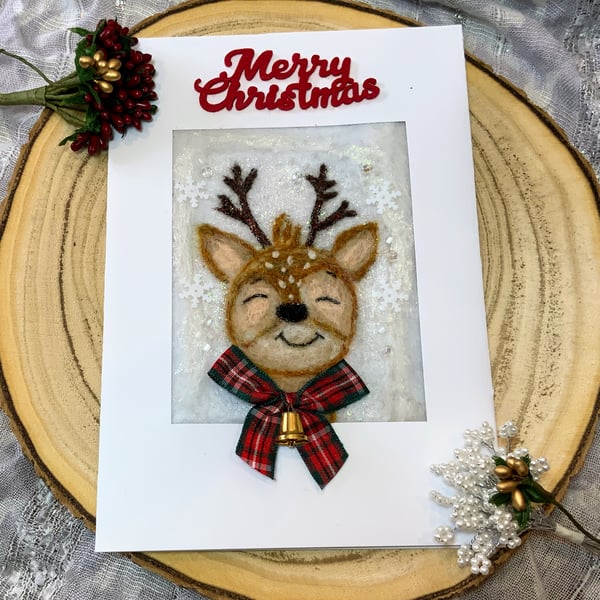 Whimsical Reindeer Christmas Card.
