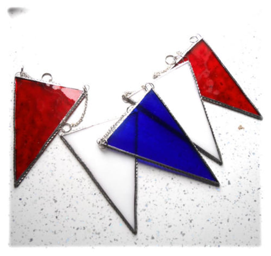  Bunting  5 large flags Stained Glass Suncatcher  Red white and blue