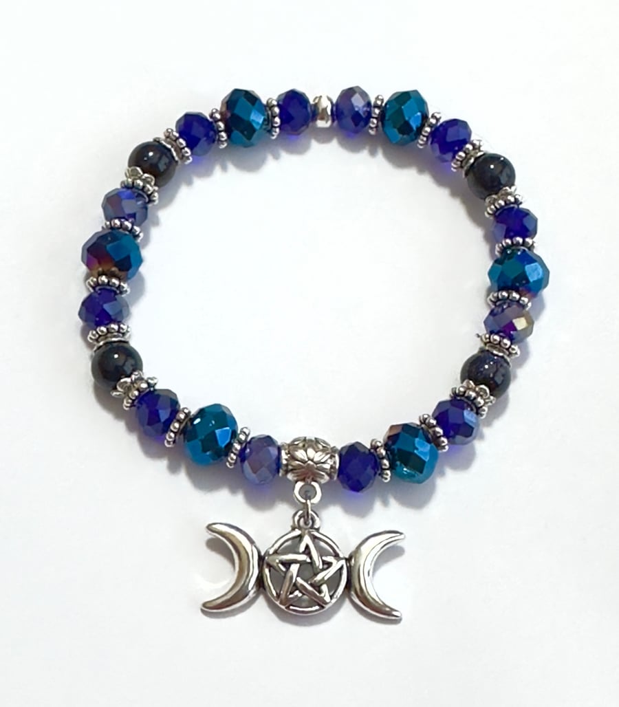 Witchy Triple Moon Goddess Charm Bracelet Folksy