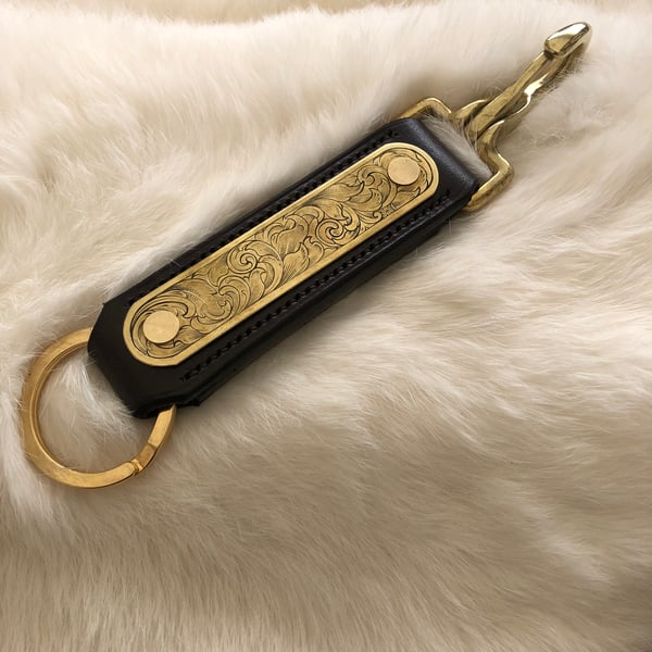 Brass & leather key clip