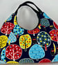 Handmade fully lined owl tree cotton tapestry hobo bag with faux leather detail - Image 2