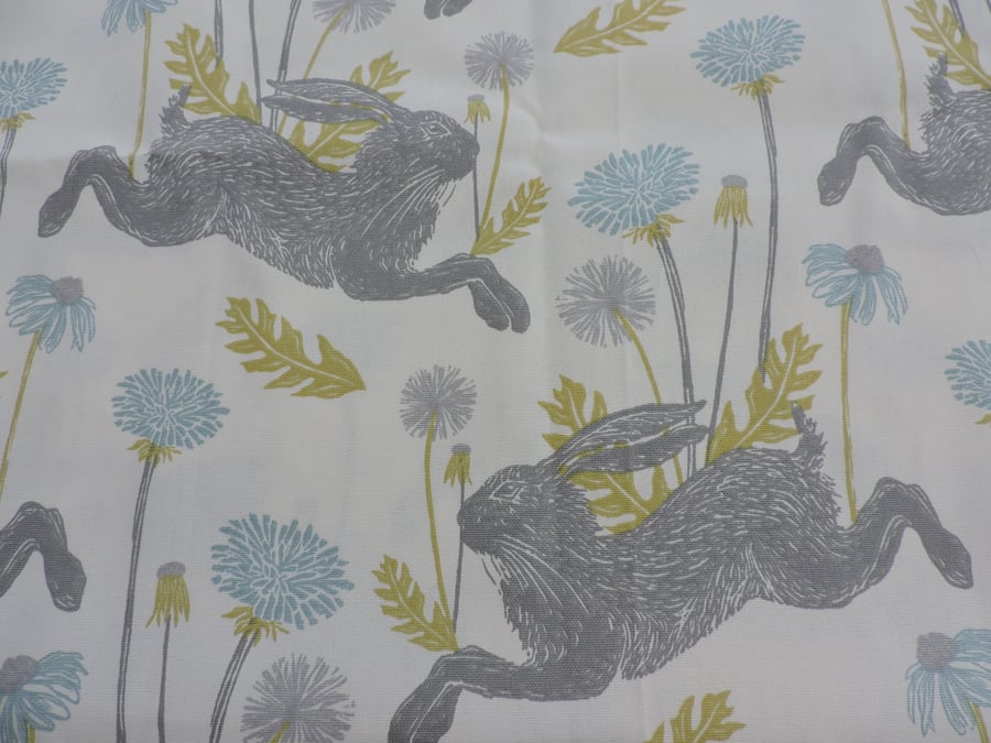 Leaping Hare Fabric Linen Style Cotton Duck Fabric.