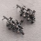 Stud earrings, large fidget mindful silver style 2.