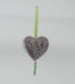 SOLD Haar - heart shaped hanging ornament with hand embroidery and glass beads - Image 2