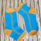 Blue and yellow socks, size 5.5-6 UK, Women casual wool socks