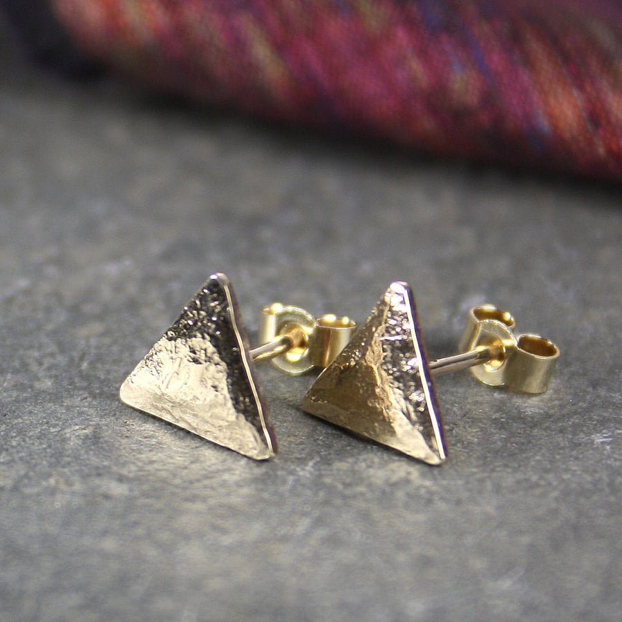 Gold triangle stud earrings 9ct