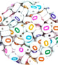 7mm Flat Round Number Beads - White Acrylic Beads with Colourful ...