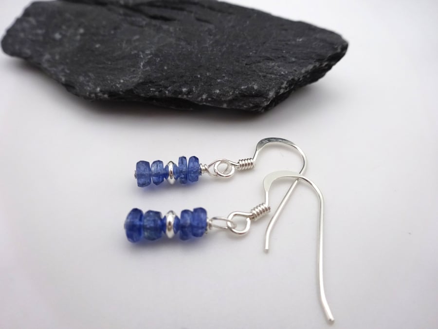 kyanite gemstone earrings, sterling silver jewellery