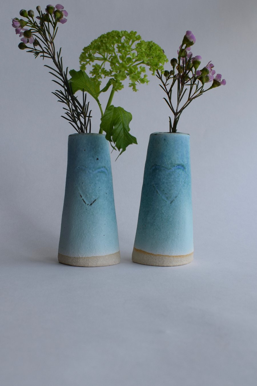 A Pair of Ceramic Heart Vases for Flowers