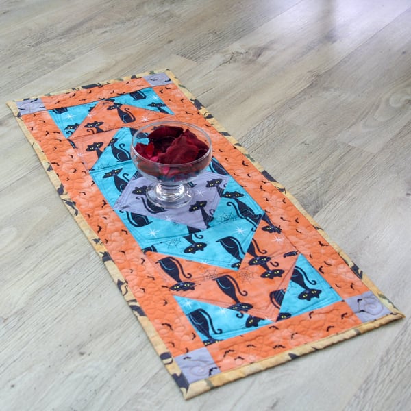 Cats and Bats Fun Halloween Table Runner