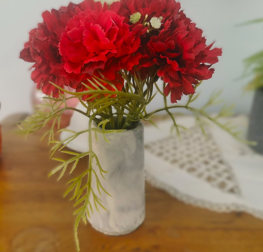 Jesmonite Vase, Marbled Grey and White, Handmade