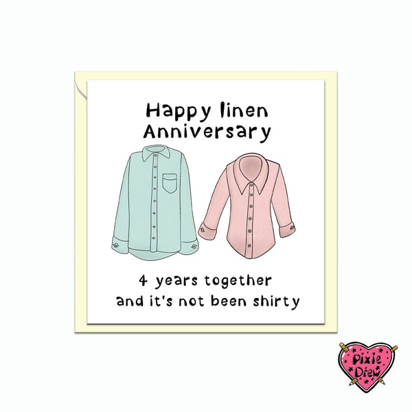 Happy 4th anniversary card for linen 