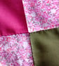 Patchwork cushion cover in olive green, crimson and pink.  - Image 5