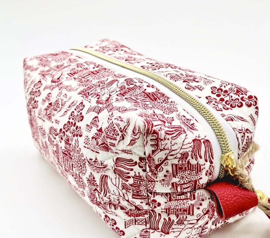 Japanese print Quilted Cosmetic Bag
