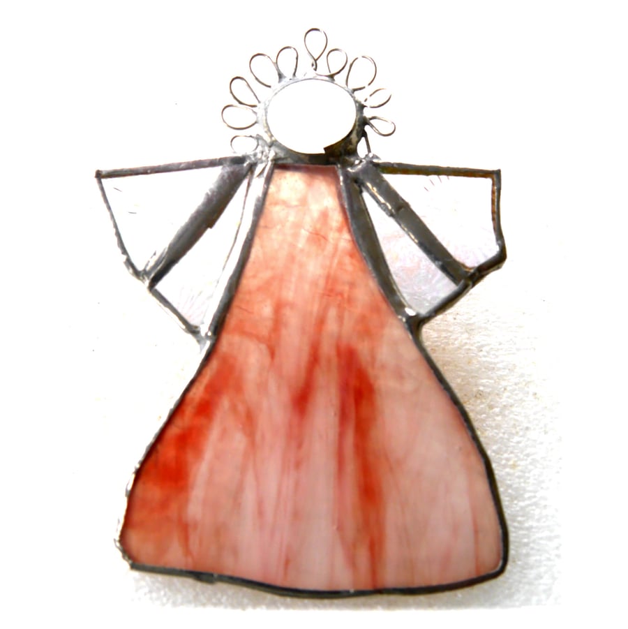 Angel White Red Stained Glass suncatcher Christmas decoration 028