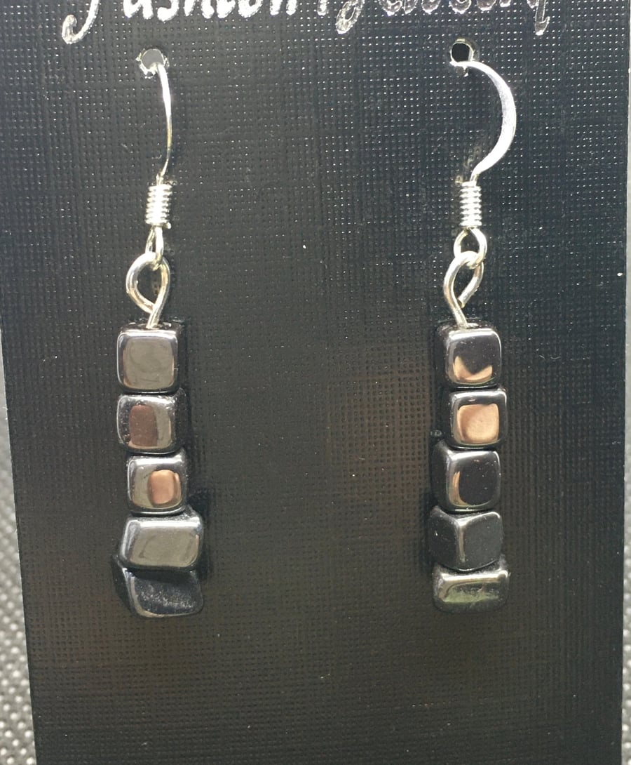 Hematite crystal chip bead earrings