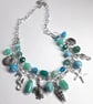 Silver Plated Beaded Sea Charm Double Layer Necklace - Image 3