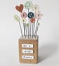 Clay Flower and Button Garden in a Wood Block 'Be a Wild Flower'