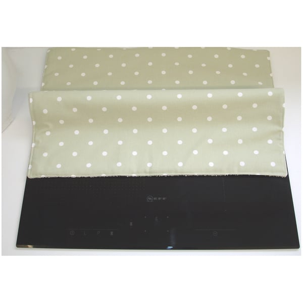 Induction Hob Mat Pad Cover Polka Dots Green Electric Oven Kitchen Surface Saver