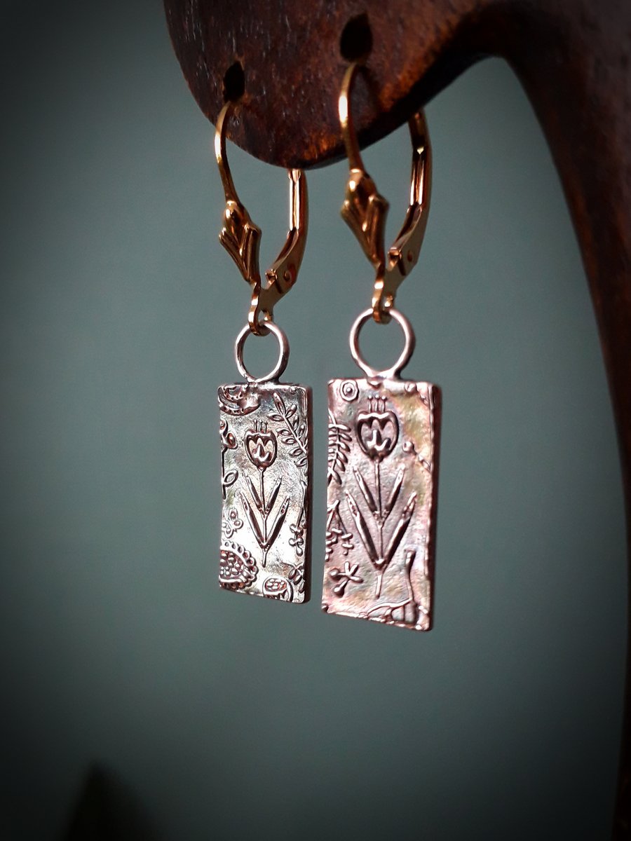 Flower Meadow - Fine Silver and Gold Filled Earrings 