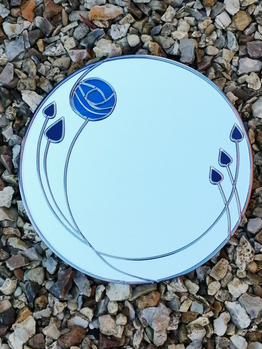 Curvaceous is a Peacock Blues Stained Glass Round Wall Mirror