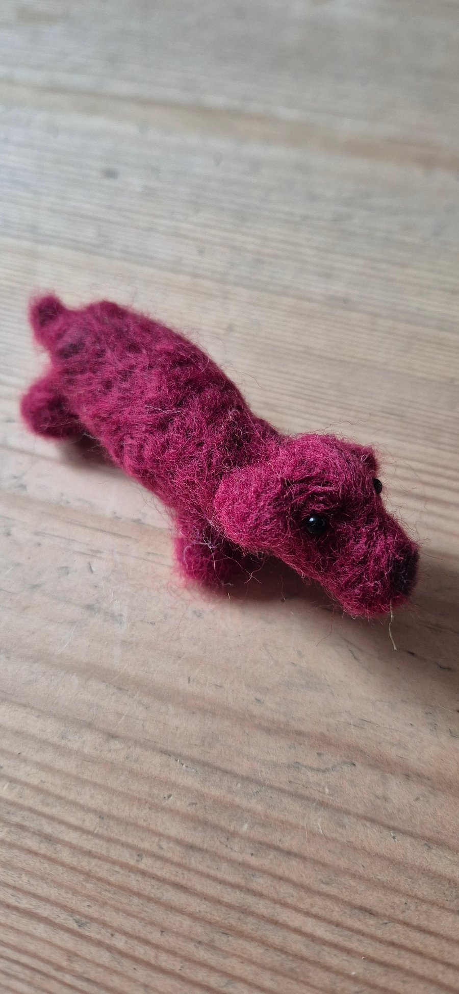 Small handmade felted sausage dog