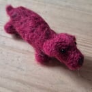 Small handmade felted sausage dog