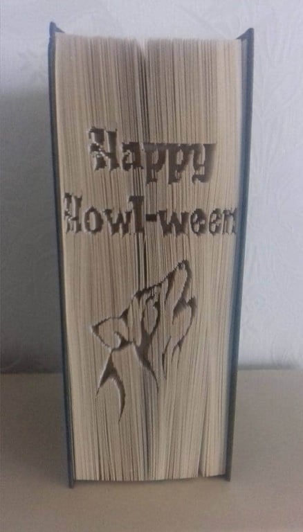 Happy Howl-oween Wolf CUT & FOLD Book Folding Pattern - EMAILED PDF PATTERN