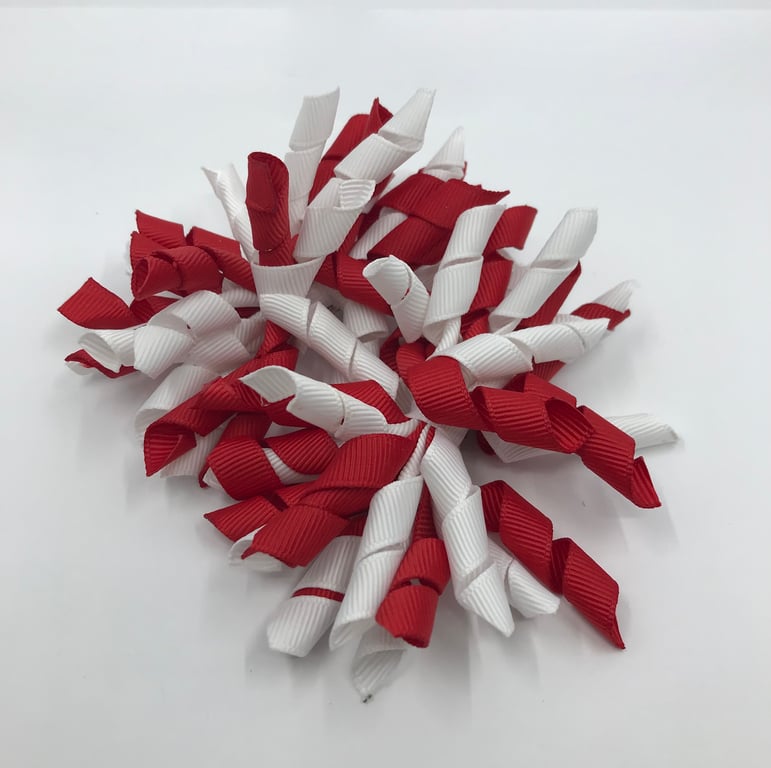 School 3 inch Red and White Curly Corkers on Elastics (pair)