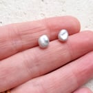 9ct Gold 6-8mm Grey Keshi Baroque Freshwater Pearl Studs