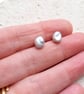 9ct Gold 6-8mm Grey Keshi Baroque Freshwater Pearl Studs - Image 1