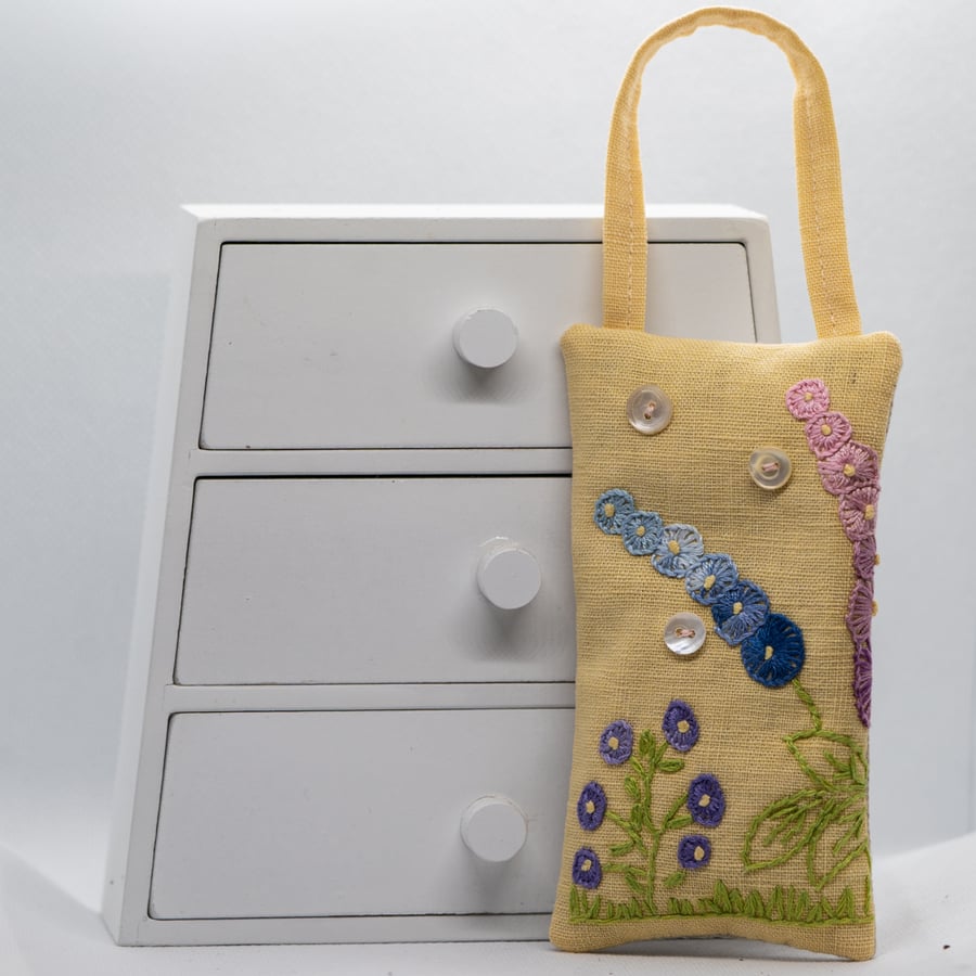 Vintage Embroidered Lavender Bag 