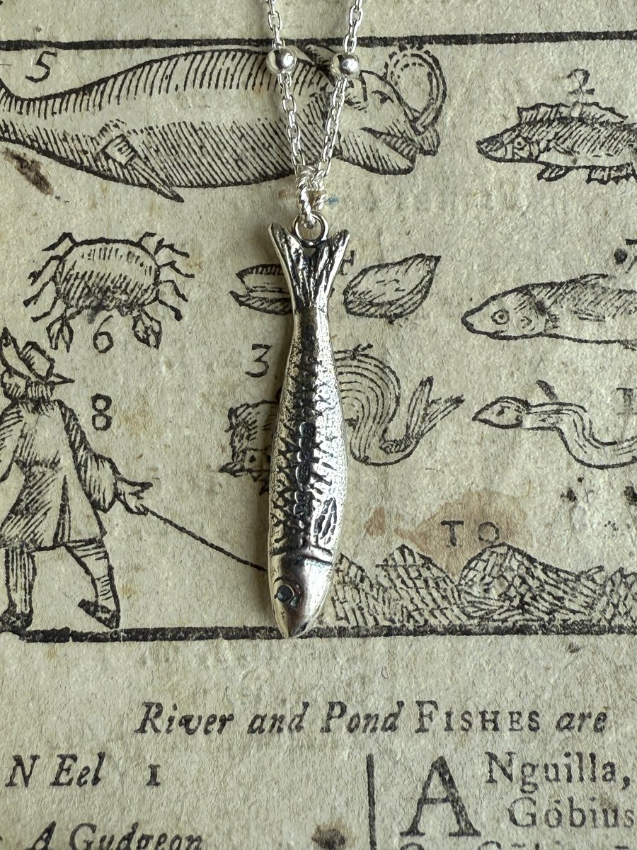 Small Sterling Silver Silver Darlings Herring Fish Necklace 