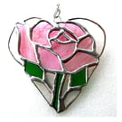 Pink Rose Heart Suncatcher Stained Glass 040