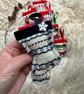 Christmas Stocking decoration - Blue, Thistle & Navy. Handwoven in Wales - Image 4