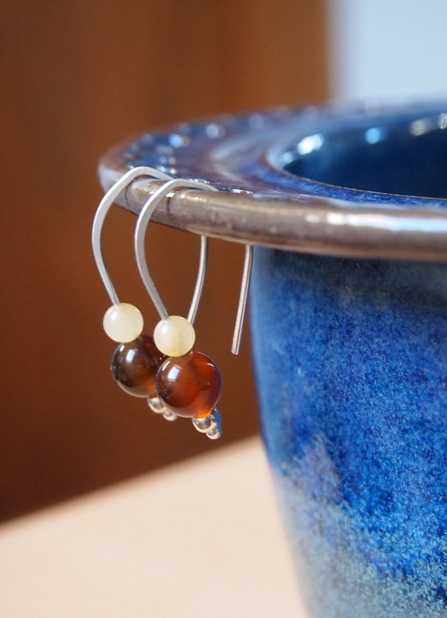 Agate & silver drop earrings