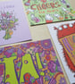 A6 "Ta!" Thank You Postcard with funky colourful flowers - Image 4