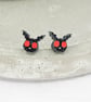 Titanium posts Mothman stud earrings - Black glitter Acrylic hypoallergenic  - Image 1